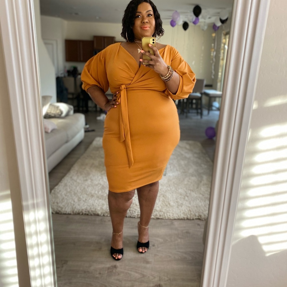 Plus size faux wrap dress